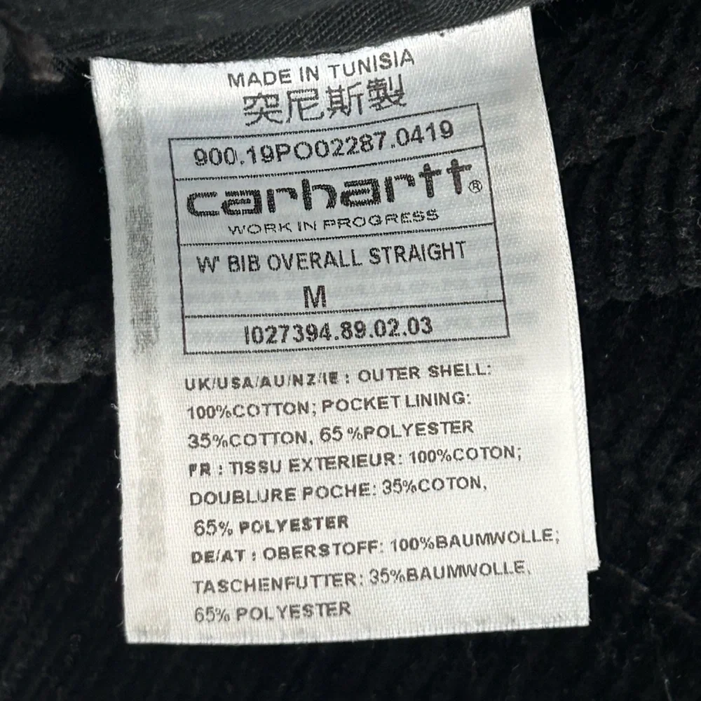 Carhartt WIP Bib Overalls Black Corduroy Size Medium - Picture 12 of 12